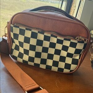 Stylish Brown and Black Checkered Bag